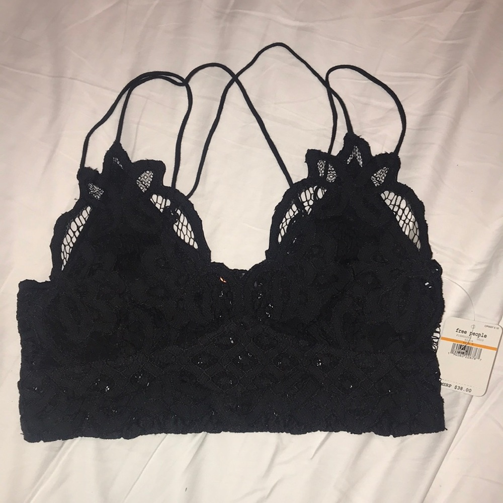 Free People Black Adella Bralette